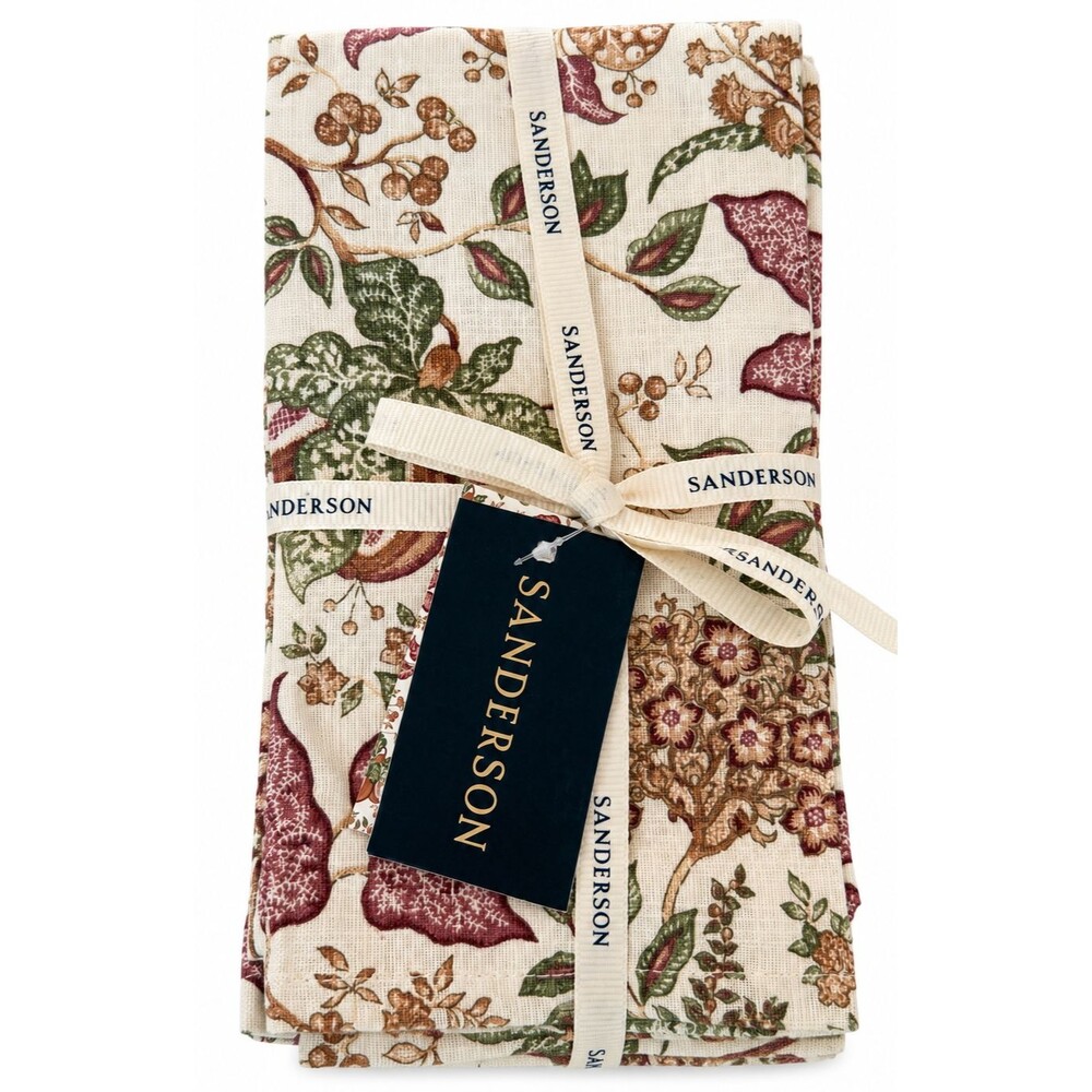 Sanderson Fabric Napkins Madagasar Floral Flowers 100% Cotton 20x20" Set of 8